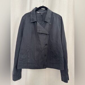 EILEEN FISHER Jacket M Tencel
Linen Woven Moto Blazer Button Zip Up Gray small